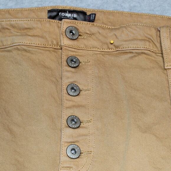 Torrid Button Up Camel Jeans Size 24Reg Fray leg - Picture 3 of 9